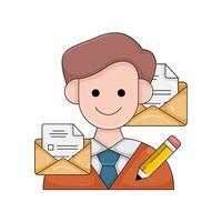 e-mail, potlood met Mens illustratie vector