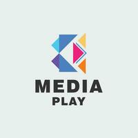huis en media Speel knop voor inhoud Schepper productie logo ontwerp vector