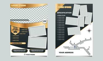 brochure sjabloon ontwerp voor bedrijf. huis verkoop brochures, eigendom bedrijf, Product bedrijf, enz vector