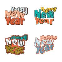 verzameling van gelukkig nieuw jaar typografie. gelukkig nieuw jaar groet stickers vector