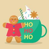 heet chocola Kerstmis gember vrouw vector illustratie