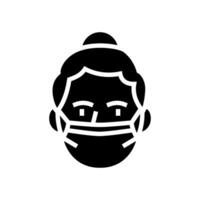 kind meisje medisch masker glyph icoon vector illustratie