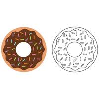 donut voedsel schets met kleur clip art vector