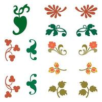 wijnoogst bloemen kalligrafische bloemen vignet rol hoeken sier- ontwerp elementen reeks geïsoleerd illustratie vector