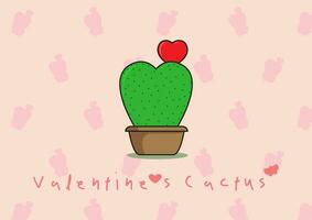 hoya cactus met rood hart bloem in boom pot en formulering Valentijnsdag cactus Aan roze achtergrond vector