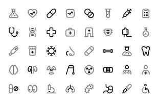 gezondheidszorg pictogrammen reeks - medisch, welzijn, en ziekenhuis symbool vectoren