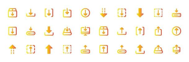 downloaden uploaden pictogrammen reeks - het dossier overdracht, gegevens uitwisseling vector verzameling