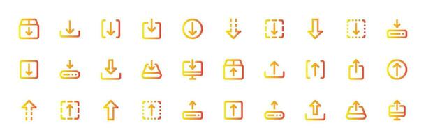 downloaden uploaden pictogrammen reeks - het dossier overdracht, gegevens uitwisseling vector verzameling