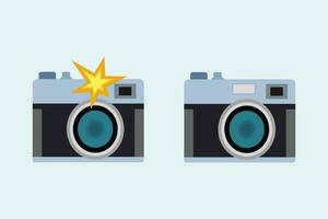 camera met flash licht vector geïsoleerd icon.vintage foto camera icoon, vlak stijl pro vector illustratie.