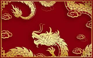 traditioneel goud Chinese draak ontwerp vector