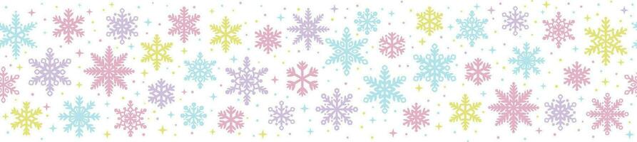 schattig kleurrijk sneeuwvlok vector kostganger, winter vakantie decoratie, geïsoleerd klem kunst, naadloos herhalen banier ontwerp