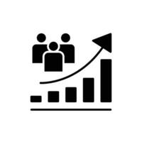 bevolking groei icoon. gemakkelijk solide stijl. toenemen sociaal ontwikkeling, economisch evolutie, globaal demografie diagram concept. zwart silhouet, glyph symbool. vector illustratie geïsoleerd.