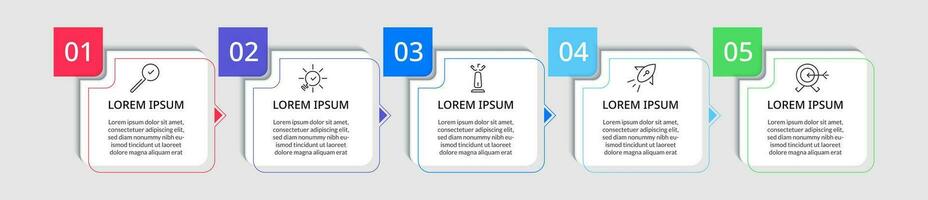 vector infographic ontwerp bedrijf sjabloon met pictogrammen en 5 opties of stappen. plein ontwerp of diagram