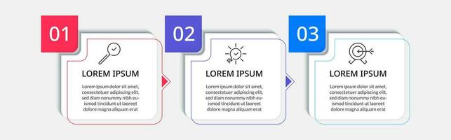 vector infographic ontwerp bedrijf sjabloon met pictogrammen en 3 opties of stappen. plein ontwerp of diagram