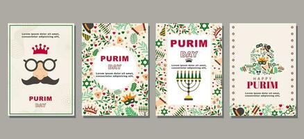 elegant Purim dag reeks van groet kaarten, affiches, vakantie covers vector