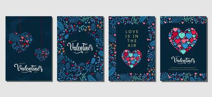 elegant Valentijnsdag dag reeks van groet kaarten, affiches, vakantie covers vector