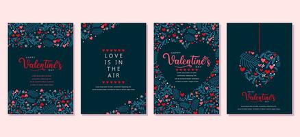 elegant Valentijnsdag dag reeks van groet kaarten, affiches, vakantie covers vector