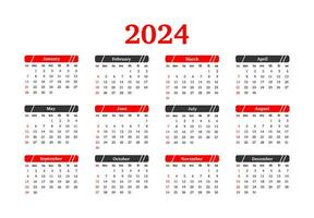 kalender voor 2024 geïsoleerd Aan een wit achtergrond vector