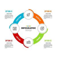 vector ronde taart tabel in 4 optie opstarten project minimaal infographic ontwerp sjabloon modern voor website menu koppel