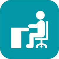 Vector zittend op Bureau pictogram