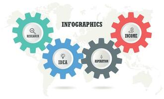 bedrijf infographics. presentatie met 4 stappen, opties, versnellingen. vector sjabloon.