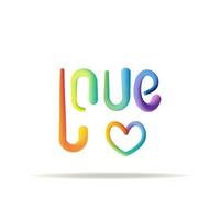 liefde - typografie citaat , 3d regenboog gekleurd. vector illustratie voor gelukkig trots dag en lgbtq gemeenschap steun.