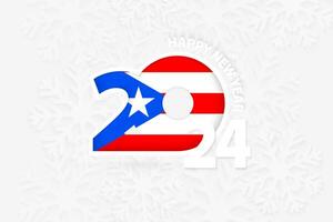 nieuw jaar 2024 voor puerto rico Aan sneeuwvlok achtergrond. vector