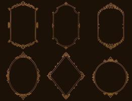 set vintage frames en randen goudkleur vector