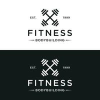 retro wijnoogst Sportschool sport bodybuilding sjabloon logo ontwerp.logo voor bedrijf , geschiktheid , etiket , kenteken en Sportschool centrum. vector