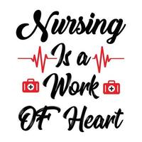 verpleegkundige citaten, verpleging is een werk van hart typografie t-shirt print gratis vector