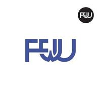 brief fwu monogram logo ontwerp vector