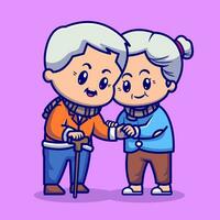 schattig grootouders paar liefde tekenfilm vector icoon illustratie. mensen liefde icoon concept geïsoleerd premie vectoren. vlak tekenfilm stijl