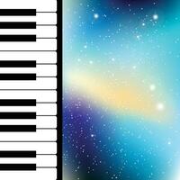 piano sleutels. universum achtergrond. maanlicht, sterrenhemel nacht. vector