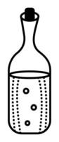 fles met vloeistof, monochroom pictogram van drinken in een glas container, zwart lijn vector icoon