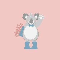 schattig en lief koala beer Holding bloem, gelukkig Valentijnsdag dag, verjaardag, liefde concept, vlak vector illustratie tekenfilm karakter ontwerp geïsoleerd