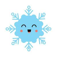 vector illustratie van schattig tekenfilm kawaii sneeuwvlok geïsoleerd Aan wit achtergrond.