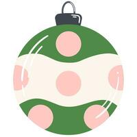 Kerstmis boom glas bal groente, roze en wit kleur vector
