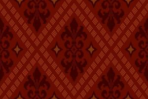 rood traditioneel etnisch patroon paisley bloem ikat achtergrond abstract aztec Afrikaanse Indonesisch Indisch naadloos patroon voor kleding stof afdrukken kleding jurk tapijt gordijnen en sarong vector