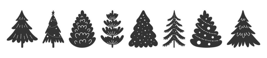 Kerstmis boom pictogrammen, vector illustratie.