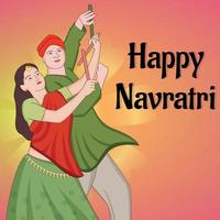 happy navratri - dandia, garba couple, dandia character illustration, dandia night banner, navratri banner, niet volledig bewerkbaar. vector
