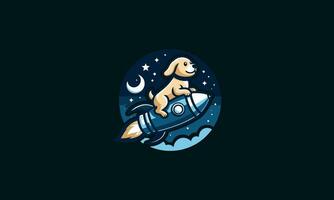 hond rijden raket vector illustratie logo ontwerp