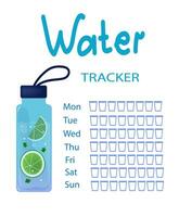 dagelijks water volger. herbruikbaar sport fles met citroen en kruiden. water evenwicht. vector