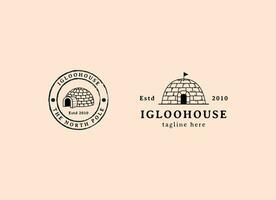 iglo huis logo lijn kunst vector wijnoogst gemakkelijk illustratie sjabloon icoon grafisch ontwerp. traditioneel huis van Eskimo mensen teken of symbool gebouw cultuur concept