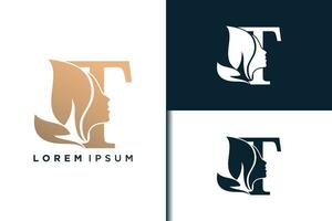 t brief logo ontwerp met schoonheid gezicht concept idee vector