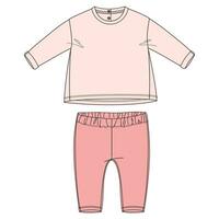 t overhemd tops met broek vector illustratie sjabloon voor kinderen. kleding jurk ontwerp bespotten omhoog voor baby meisjes