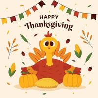 gelukkige kalkoen op Thanksgiving vector