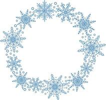 Kerstmis kader gemaakt van blauw sneeuwvlokken. vector kader met magisch blauw sneeuwvlokken Aan een transparant achtergrond. abstract illustratie van vrolijk Kerstmis en nieuw jaar vakantie.