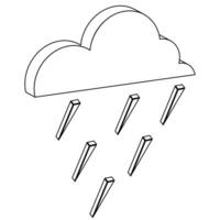 isometrische schets icoon regenachtig weer vector