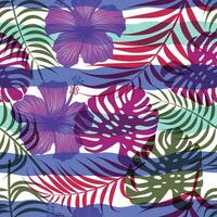 abstract bloemen naadloos patroon met bladeren. tropische achtergrond vector