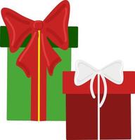 vector groene en rode geschenkdozen met strik. decoratie vakantie-elementen. kerst- en verjaardagscadeaus